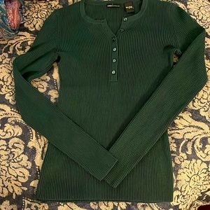 Dark Green, small, long sleeved tee styled sweater.